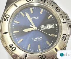 CITIZEN Sapphire WR100 Zegarek męski 38mm BRANSOLETA masywny DIVER OKAZJA - 1